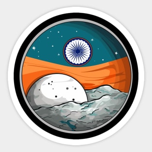 India moon rocket space craft lunar south pole landing flag Sticker